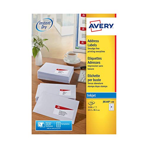 Avery J8160-100 Etiketten für Tintenstrahldrucker Packung mit 100 Blatt weiß Avery J8160-100 Etiketten für Tintenstrahldrucker Packung mit 100 Blatt weiß von Avery Dennsion Zweckform