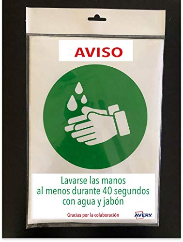 Avery Spanien AV_KITCOVID1_ES Signalisierung Coronavirus COVID19 - Waschen Sie Ihre Hand, 2 Blatt A4 von Avery España