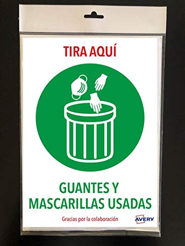 Avery Spanien AV_KITCOVID7_ES Signalisierung Coronavirus COVID19-TIRAR Handschuh & USAA-MASCARILLAS, 2 A4-Blätter von Avery