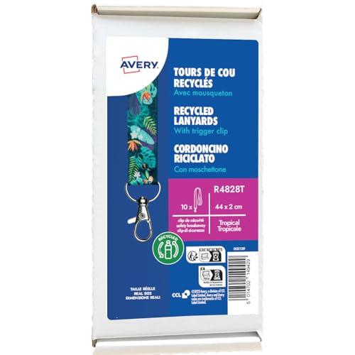 Avery Italia R4828T-1 Kordel aus recyceltem PET, tropisches Muster, Länge 44 cm x Breite 2 cm Avery Italia R4828T-1 Kordel aus recyceltem PET, tropisches Muster, Länge 44 cm x Breite 2 cm von Avery Italia
