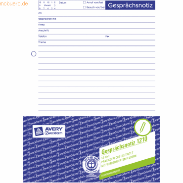 Avery Zweckform Gesprächsnotizen A5 RC VE=50 Blatt von Avery Zweckform