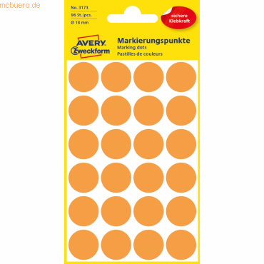 Avery Zweckform Markierungspunkte 18mm VE=96 Stück orange Avery Zweckform Markierungspunkte 18mm VE=96 Stück orange von Avery Zweckform