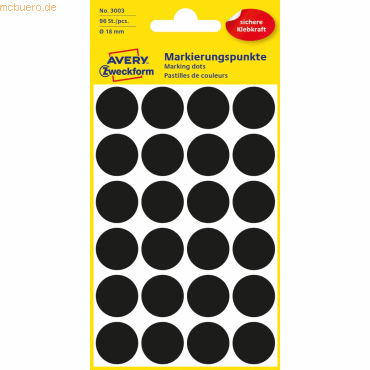 10 x Avery Zweckform Markierungspunkte 18mm VE=96 Stück schwarz von Avery Zweckform