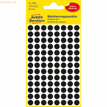 Avery Zweckform Markierungspunkte 8mm VE=416 Stück schwarz Avery Zweckform Markierungspunkte 8mm VE=416 Stück schwarz von Avery Zweckform