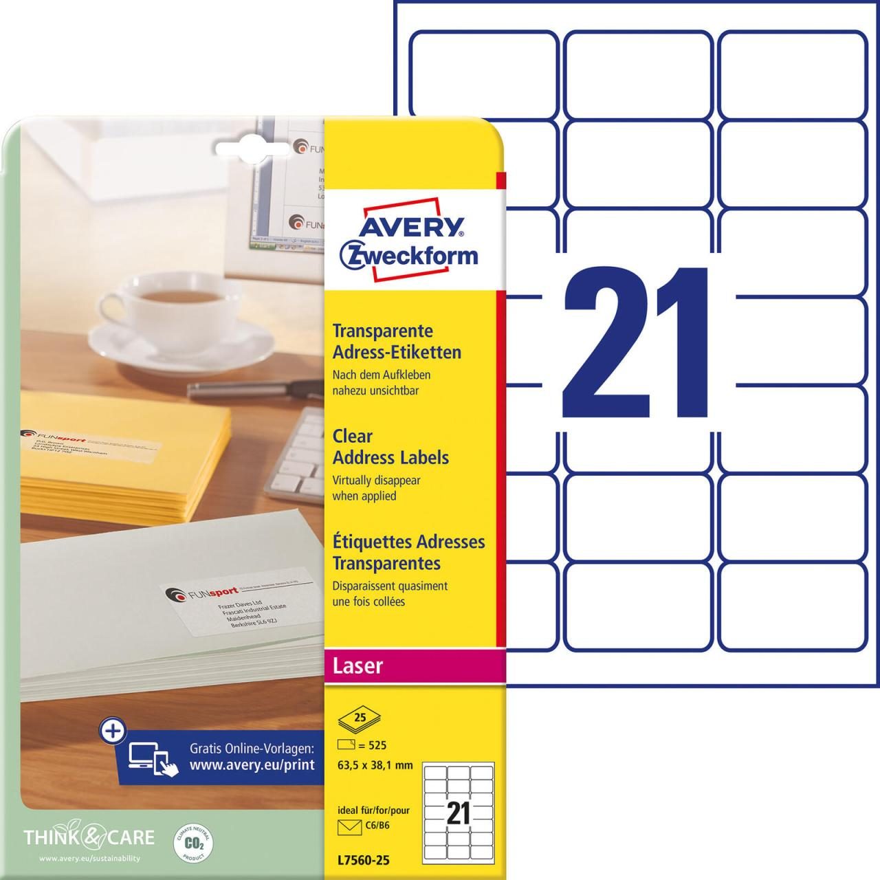AVERY Zweckform Folien-Adressetiketten 63,5 x 38,1 mm AVERY Zweckform Folien-Adressetiketten 63,5 x 38,1 mm von Avery Zweckform