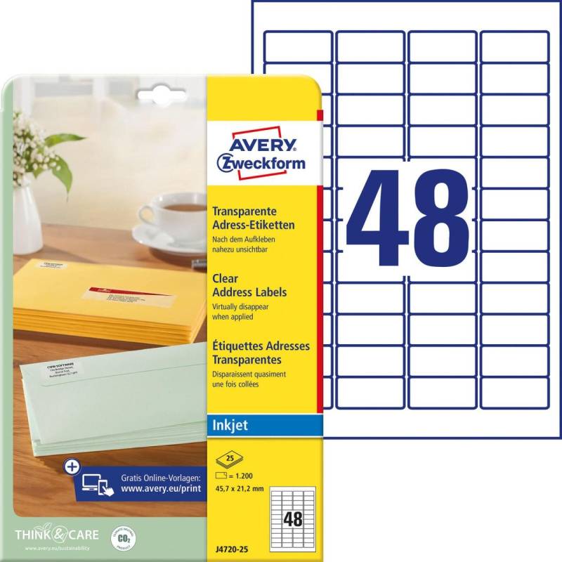 AVERY Zweckform Folien-Adressetiketten 45,7 x 21,2 mm von Avery Zweckform