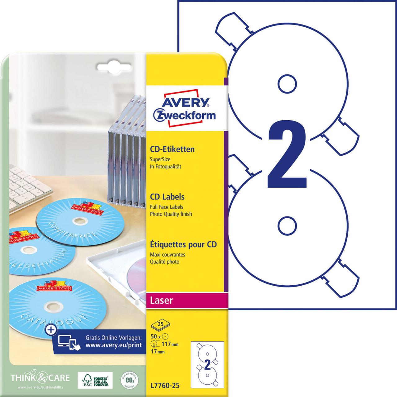AVERY Zweckform CD-Etiketten SuperSize AVERY Zweckform CD-Etiketten SuperSize von Avery Zweckform