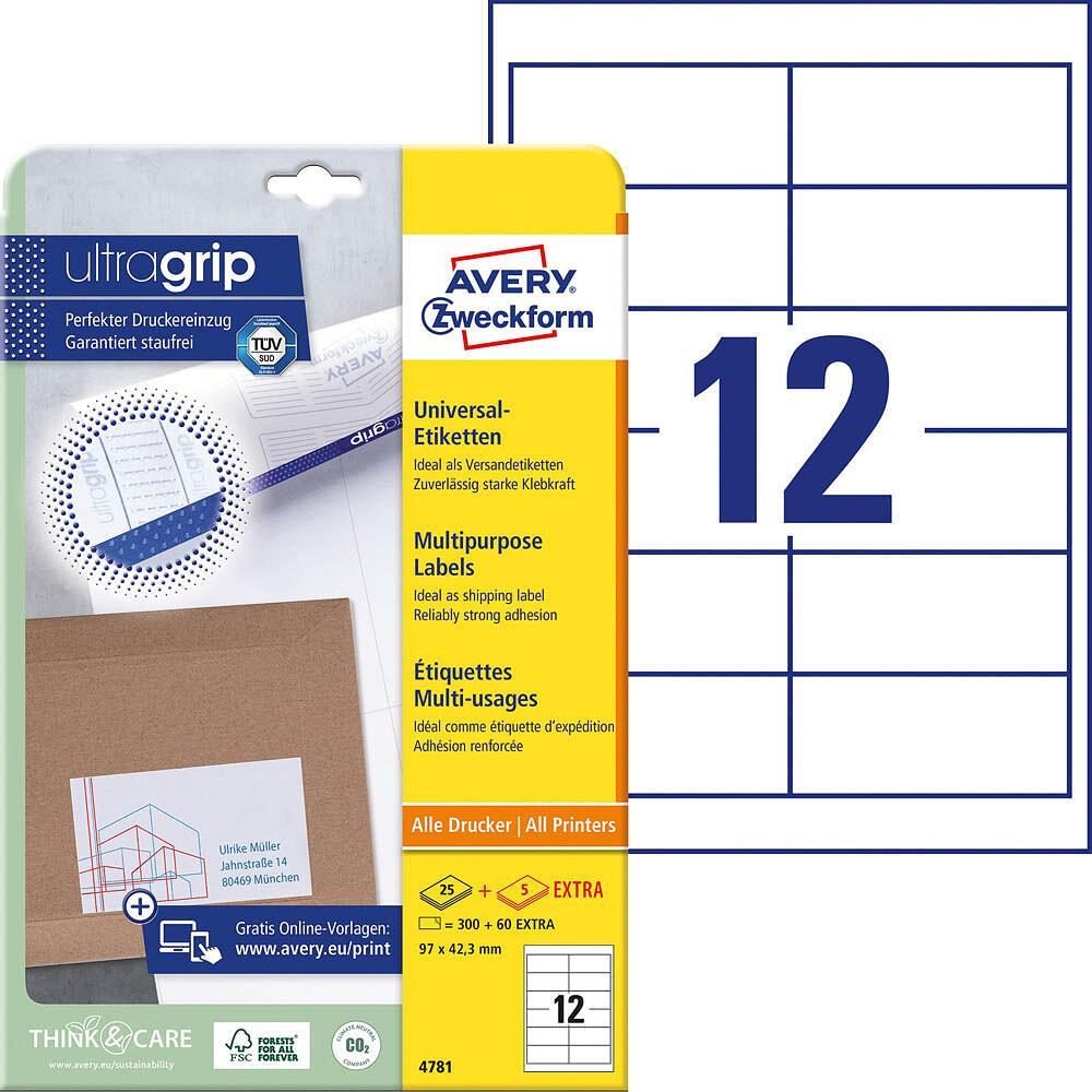 AVERY Zweckform Etiketten 4781 weiß 97,0 x 42,3 mm - 360 Stück AVERY Zweckform Etiketten 4781 weiß 97,0 x 42,3 mm - 360 Stück von Avery Zweckform