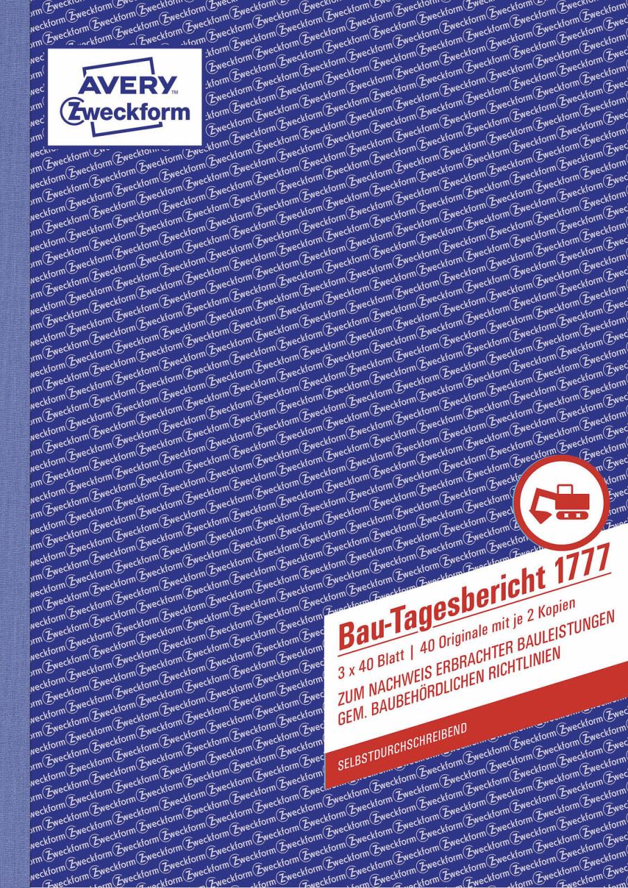 AVERY Zweckform Bautagebuch Formularbücher 1777 + GRATIS 1 St. AVERY Zweckform Bautagebuch Formularbücher 1777 + GRATIS 1 St. von Avery Zweckform