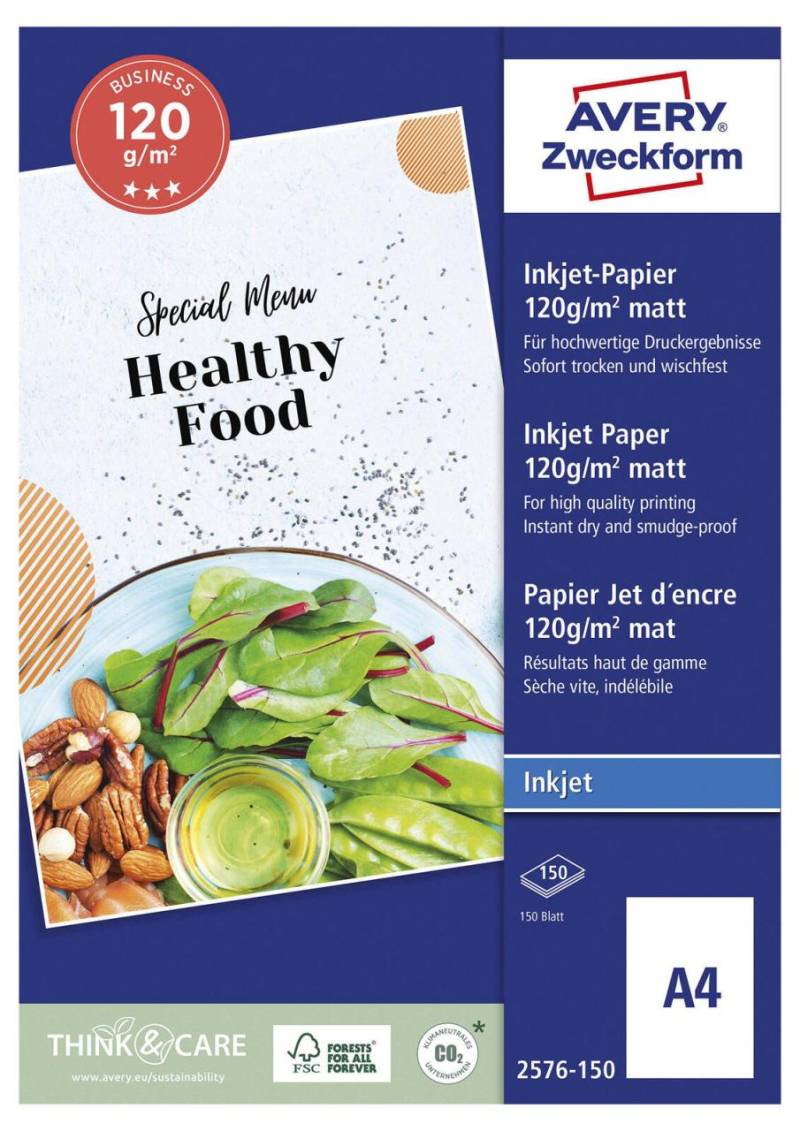 AVERY Zweckform Fotopapier Classic Inkjet DIN A4 matt 120 g/m² von Avery Zweckform