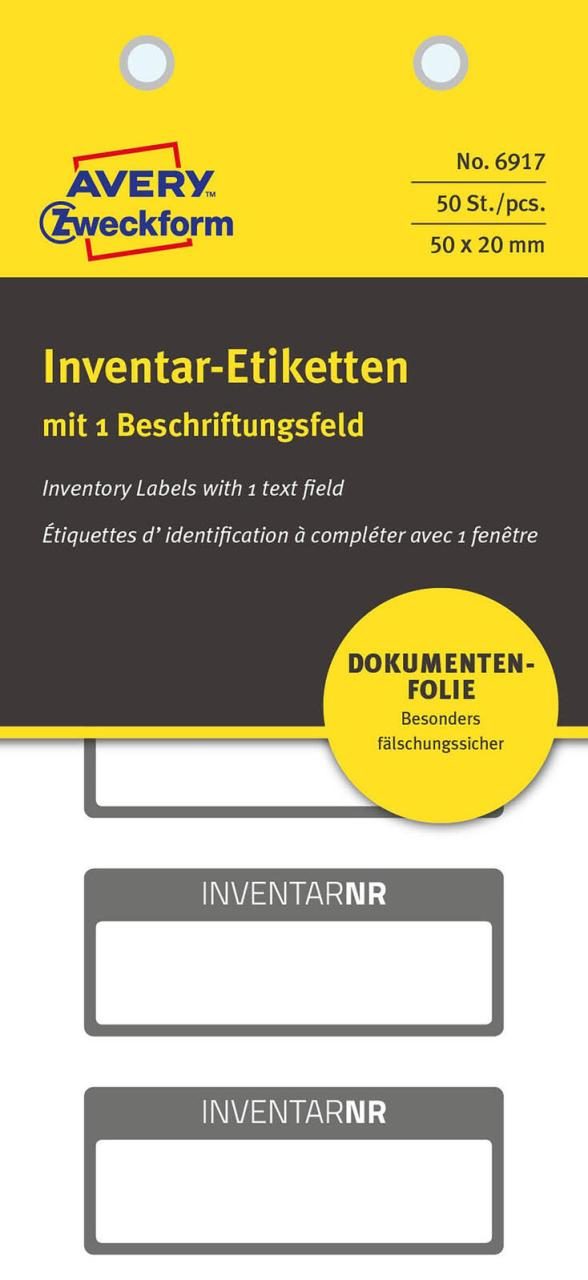 AVERY Zweckform Inventar- und Eigentumsetiketten Inventar-Etiketten 50x20mm 5... von Avery Zweckform