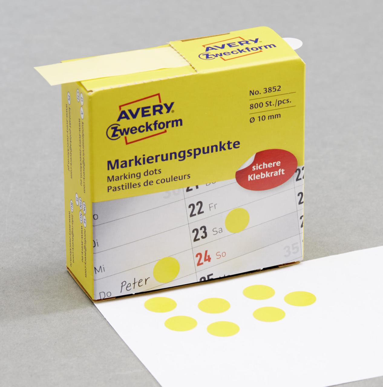 AVERY Zweckform Klebepunkte Ø 10,0 mm gelb AVERY Zweckform Klebepunkte Ø 10,0 mm gelb von Avery Zweckform