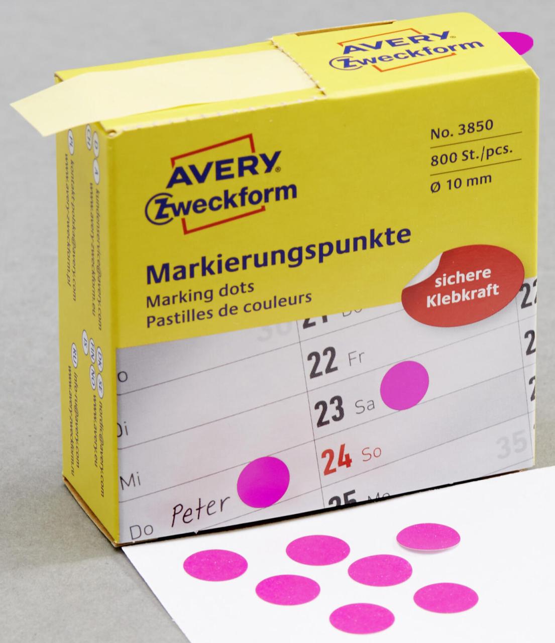 AVERY Zweckform Klebepunkte Ø 10,0 mm magenta von Avery Zweckform