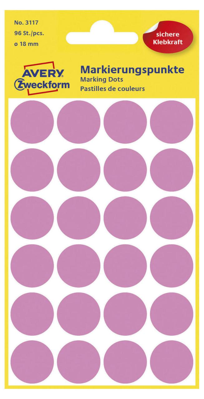 AVERY Zweckform Klebepunkte Ø 18,0 mm rosa von Avery Zweckform
