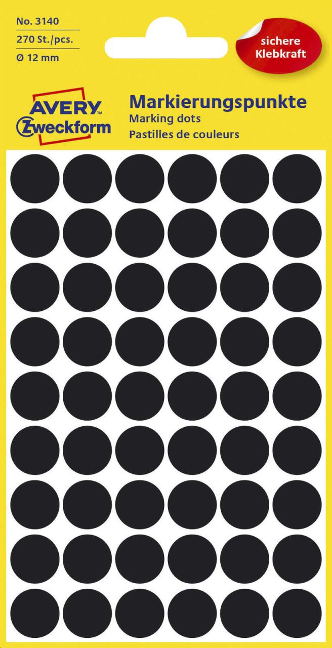 AVERY Zweckform Klebepunkte Ø 12,0 mm schwarz AVERY Zweckform Klebepunkte Ø 12,0 mm schwarz von Avery Zweckform