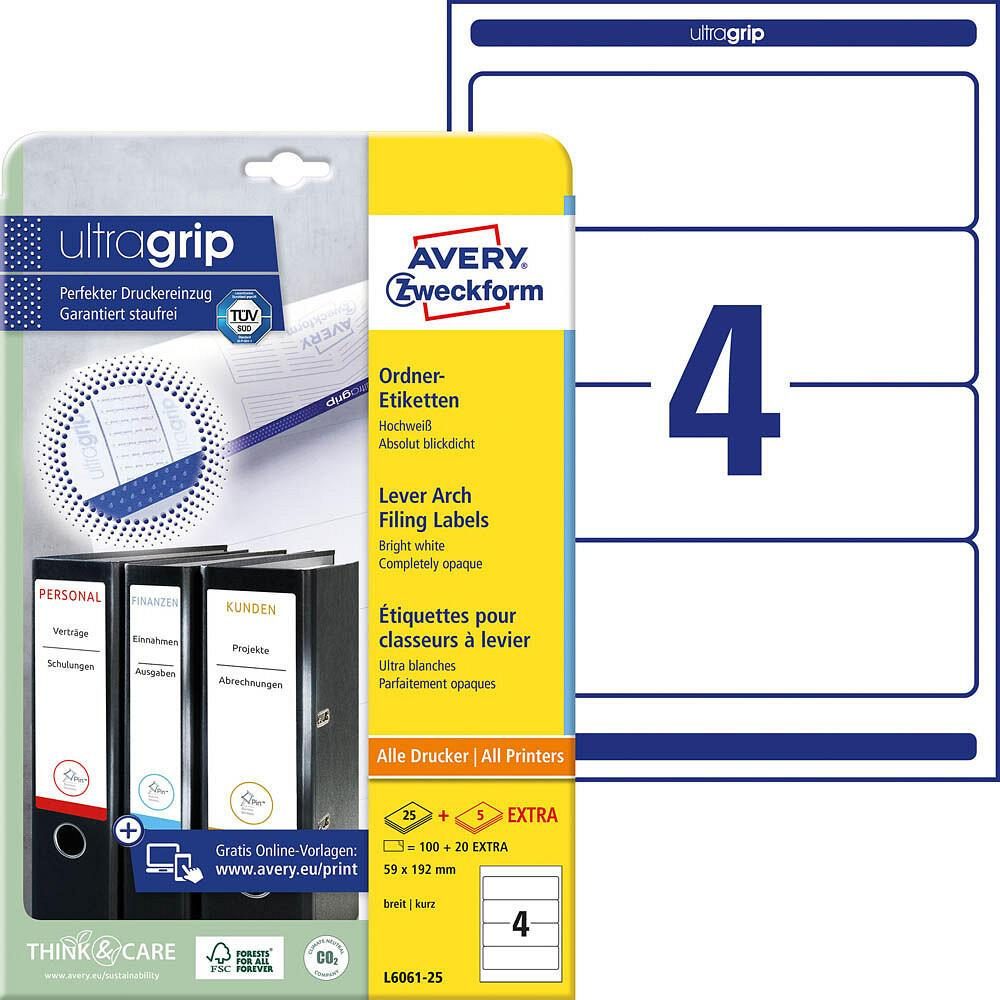 AVERY Zweckform Ordneretiketten L6061-25 weiß - 120 Stück AVERY Zweckform Ordneretiketten L6061-25 weiß - 120 Stück von Avery Zweckform