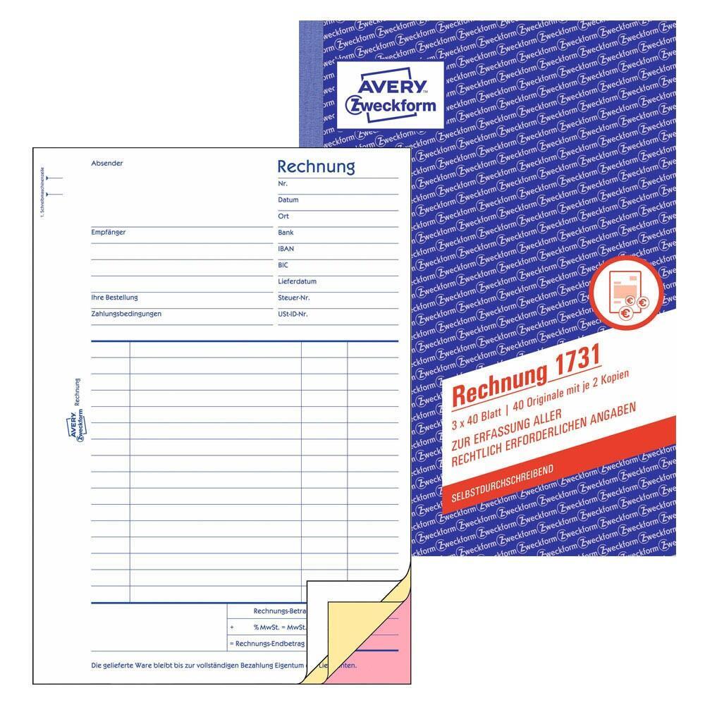 AVERY Zweckform Rechnung Formularbuch 1731 von Avery Zweckform