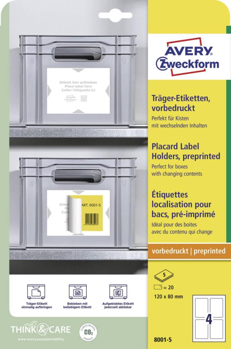 AVERY Zweckform Träger-Etiketten 80,0 x 120,0 mm von Avery Zweckform