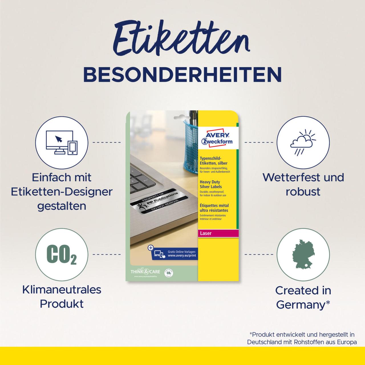 AVERY Zweckform Typenschildetiketten 70,0 x 37,0 mm von Avery Zweckform
