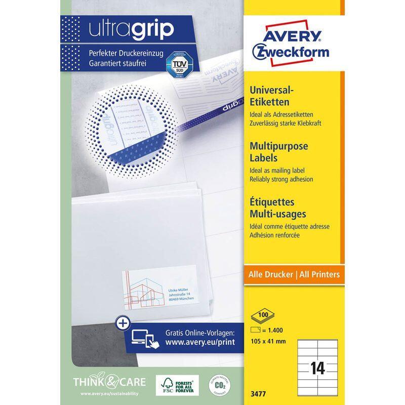 AVERY Zweckform Universaletiketten 3477 105,0 x 41,0 mm weiß von Avery Zweckform