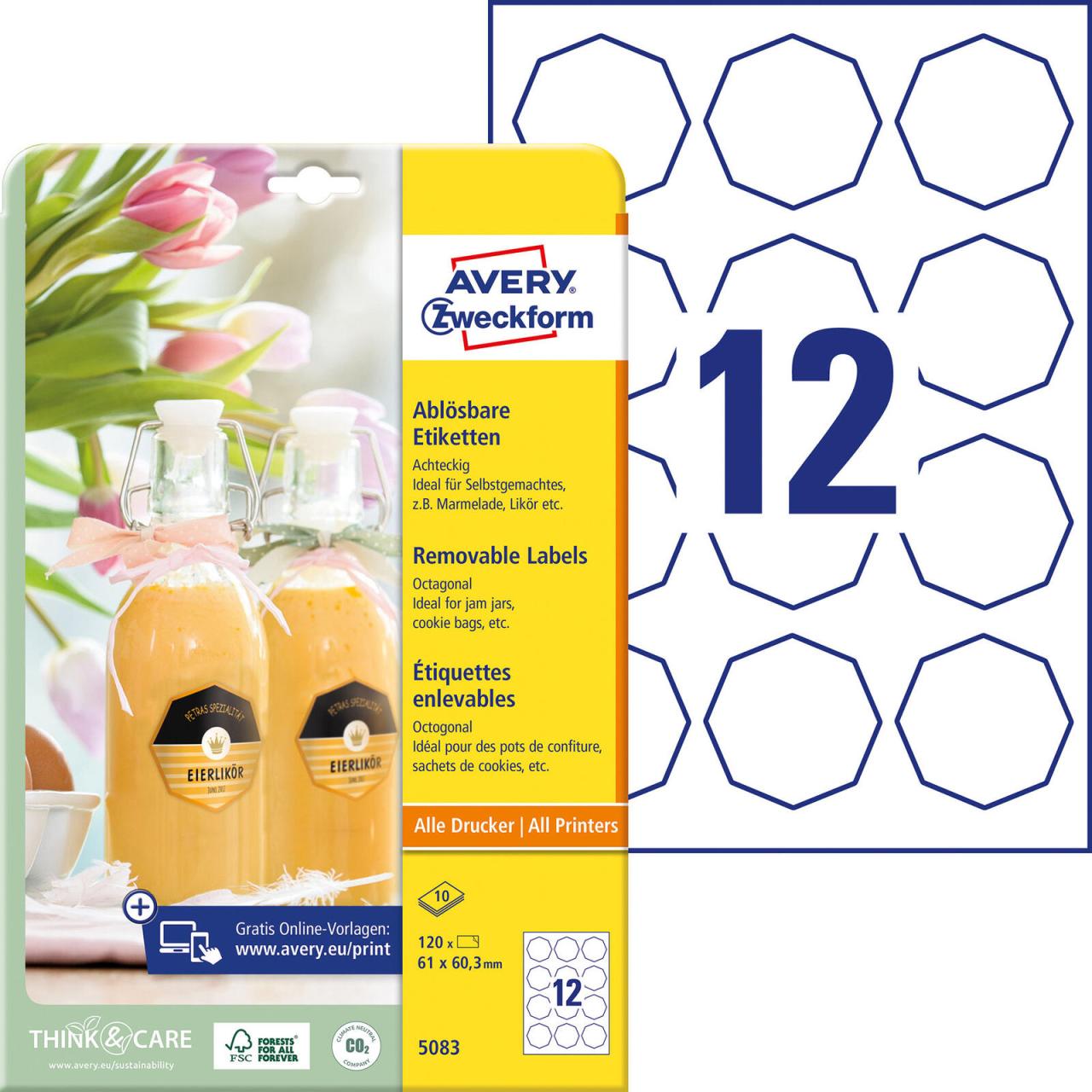 AVERY Zweckform Etiketten 5083 weiß 61,0 x 60,3 mm AVERY Zweckform Etiketten 5083 weiß 61,0 x 60,3 mm von Avery Zweckform