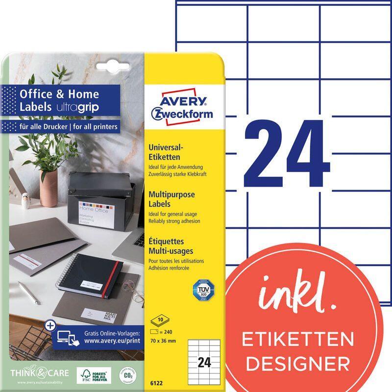 AVERY Zweckform Etiketten 6122 weiß 70,0 x 36,0 mm AVERY Zweckform Etiketten 6122 weiß 70,0 x 36,0 mm von Avery Zweckform