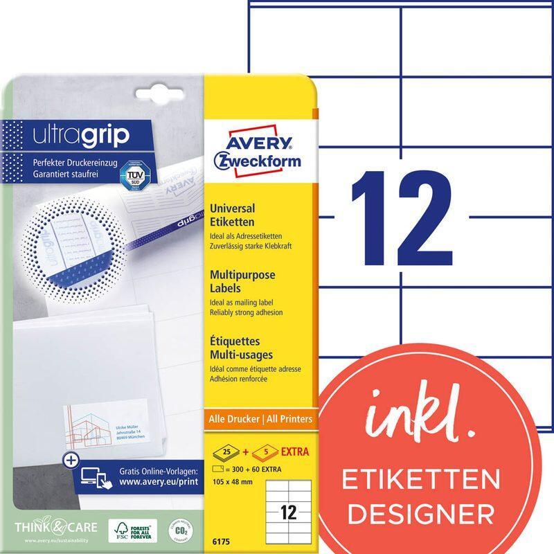 AVERY Zweckform Etiketten 6175 weiß 105,0 x 48,0 mm AVERY Zweckform Etiketten 6175 weiß 105,0 x 48,0 mm von Avery Zweckform