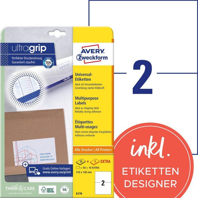 AVERY Zweckform Etiketten 6176 weiß 210,0 x 148,0 mm AVERY Zweckform Etiketten 6176 weiß 210,0 x 148,0 mm von Avery Zweckform