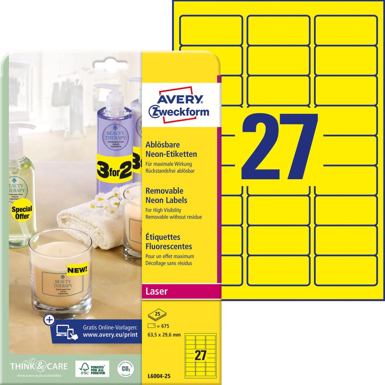 AVERY Zweckform Etiketten L6004-25 gelb 63,5 x 29,6 mm AVERY Zweckform Etiketten L6004-25 gelb 63,5 x 29,6 mm von Avery Zweckform