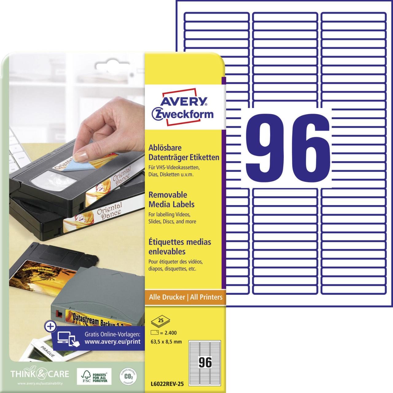 AVERY Zweckform Universaletiketten L6022REV-25 63,5 x 8,5 mm weiß von Avery Zweckform