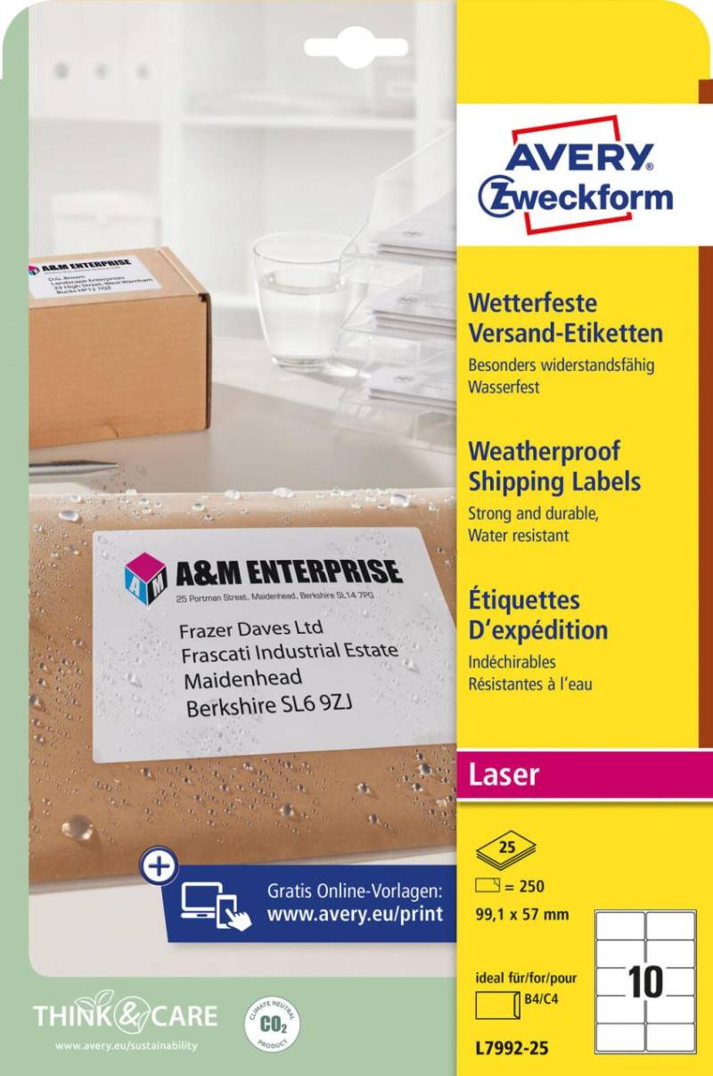 AVERY Zweckform Folien-Versandetiketten 99,1 x 57,0 mm von Avery Zweckform