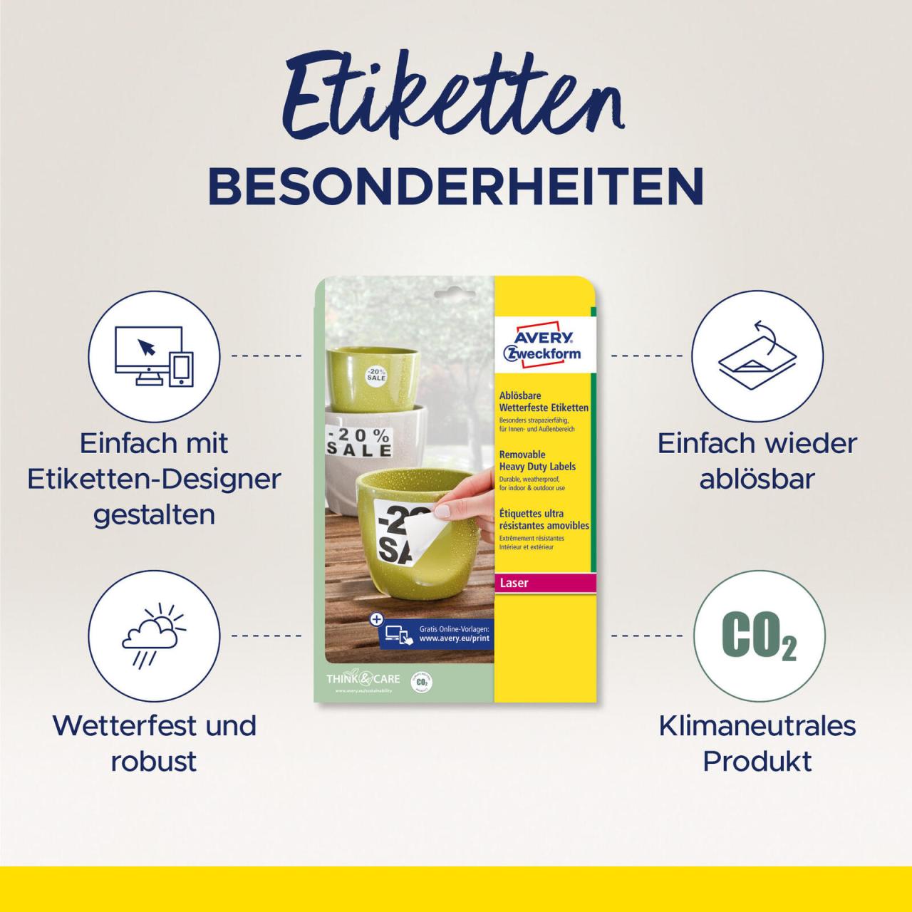 AVERY Zweckform wetterfeste Folienetiketten 99,1 x 139,0 mm AVERY Zweckform wetterfeste Folienetiketten 99,1 x 139,0 mm von Avery Zweckform