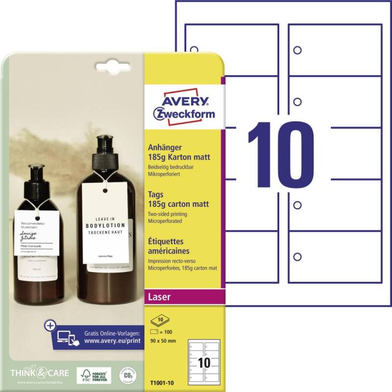 AVERY Zweckform Hängeetiketten 90,0 x 50,0 mm von Avery Zweckform