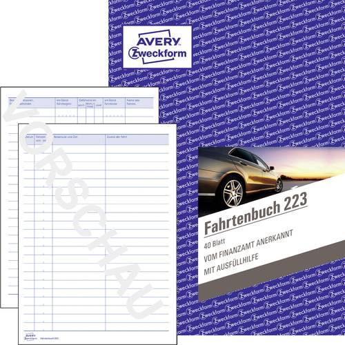 Avery-Zweckform 223 DIN A5 Fahrtenbuch Anzahl der Blätter: 40 Weiß 40 Blatt von Avery-Zweckform