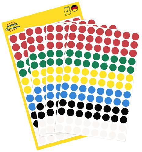 Avery-Zweckform 3090 Markierungspunkte Etiketten Ø 8mm Rot, Grün, Gelb, Blau, Schwarz, Weiß 416 S von Avery-Zweckform
