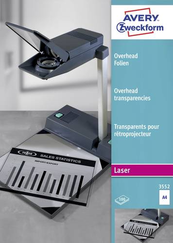 Avery-Zweckform 3552 Overhead-Projektor-Folie DIN A4 Laserdrucker, Kopierer Transparent 100St. Avery-Zweckform 3552 Overhead-Projektor-Folie DIN A4 Laserdrucker, Kopierer Transparent 100St. von Avery-Zweckform