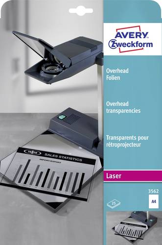 Avery-Zweckform 3562 Overhead-Projektor-Folie DIN A4 Laserdrucker, Kopierer Transparent 25St. von Avery-Zweckform