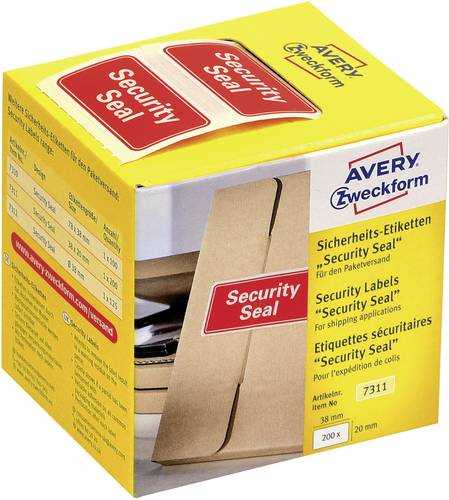 Avery-Zweckform 7311 Sicherheits-Etiketten 38 x 20mm VOID-Folie Rot 200St. von Avery-Zweckform