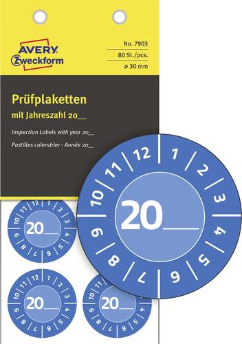 Avery-Zweckform 7903 Prüfplakette 20XX Blau (Ø) 30mm 30mm 80St. von Avery-Zweckform