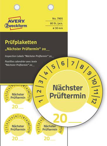 Avery-Zweckform 7905 Prüfplakette 20XX Gelb (Ø) 30mm 30mm 80St. von Avery-Zweckform