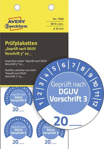 Avery-Zweckform 7909 Prüfplakette 20XX Blau (Ø) 30mm 30mm 80St. von Avery-Zweckform