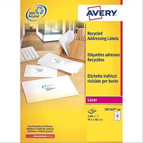 Avery Zweckform Adress-Etiketten 63,5x38,1 mm Recycling 100 Blatt/2100 Etiketten weiß von Avery Zweckform