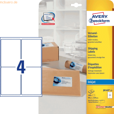 Avery Zweckform Adressetiketten 99,1x139mm VE=100 Stück von Avery Zweckform