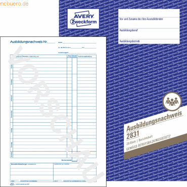 5 x Avery Zweckform Ausbildungsnachweis A4 Heftform 28 Blatt 5 x Avery Zweckform Ausbildungsnachweis A4 Heftform 28 Blatt von Avery Zweckform