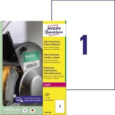 Avery Zweckform Etikett L7917-40 210x297mm ws 40 St./Pack. 129006101 Avery Zweckform Etikett L7917-40 210x297mm ws 40 St./Pack. 129006101 von Avery Zweckform
