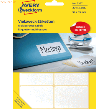 Avery Zweckform Etiketten 54x35mm VE=224 Stück weiß von Avery Zweckform