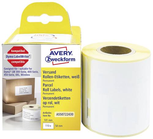 Avery-Zweckform Etiketten Rolle 101 x 54mm Papier Weiß 110 St. Permanent haftend Versand-Etiketten von Avery-Zweckform