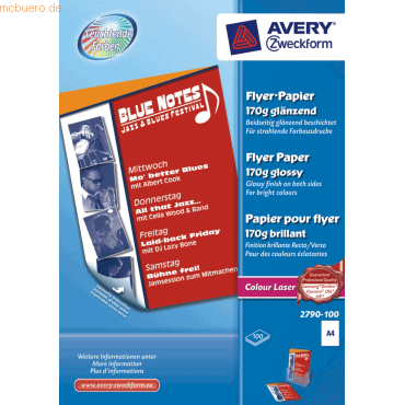 Avery Zweckform Farb-Laser Flyer-Papier A4 beidseitig beschichtet glän von Avery Zweckform