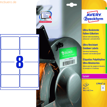 Avery Zweckform Folien-Etiketten ultra-resistent 99,1x67,7mm VE=10 Bog Avery Zweckform Folien-Etiketten ultra-resistent 99,1x67,7mm VE=10 Bog von Avery Zweckform