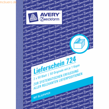 Avery Zweckform Formularbuch Lieferschein A6 VE=2x50 Blatt Avery Zweckform Formularbuch Lieferschein A6 VE=2x50 Blatt von Avery Zweckform